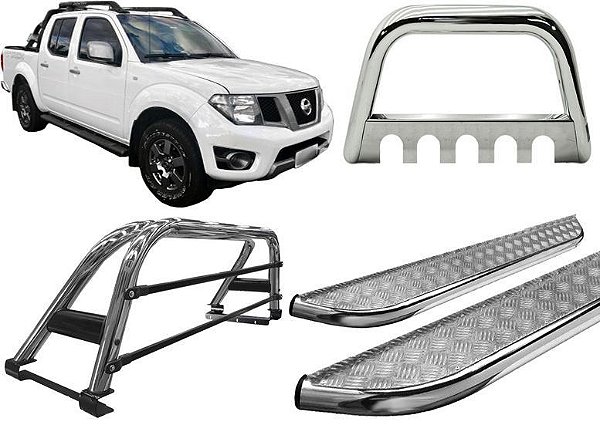Kit Quebra Mato Santo Antônio Estribo Frontier 16/2020 Cromado