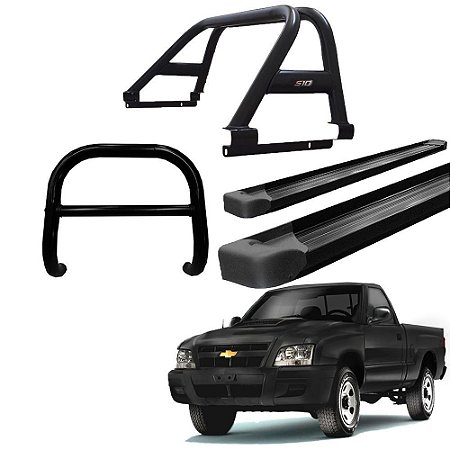 Kit Quebra Mato Santo Antônio Duplo Estribo Plataforma S-10 94/2011 Preto