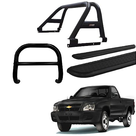 Kit Quebra Mato Santo Antônio Duplo Estribo Chapa S-10 94/2011 Preto
