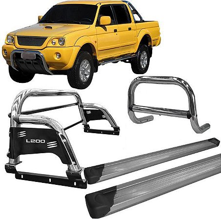 Kit Quebra Mato Estribo Santo Antônio H3 L200 004 Cromado
