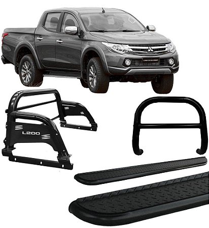 Kit Quebra Mato Estribo Santo Antônio H3 020 L200 Preto