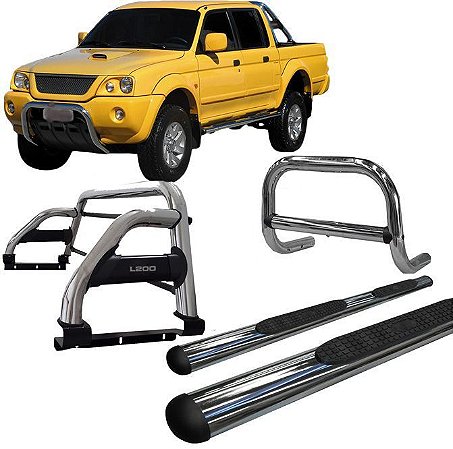 Kit Quebra Mato Estribo Santo Antônio H2 L200 004 Cromado