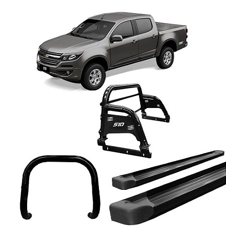 Kit Quebra Mato Estribo Plataforma Santo Antônio S10 12/20 Preto