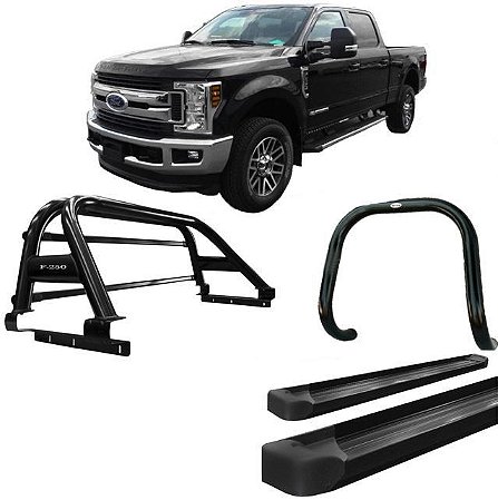 Kit Quebra Mato Estribo Plataforma Santo Antônio F250 C Duplo Preto