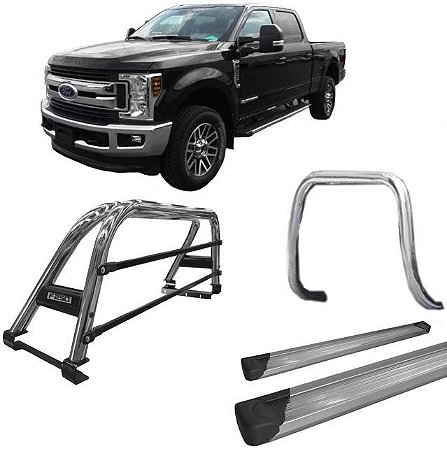 Kit Quebra Mato Estribo Plataforma Santo Antônio F250 C Duplo Cromado