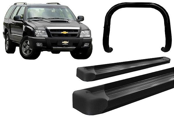 Kit Quebra Mato Estribo Plataforma Alumínio  Preto Para Blazer