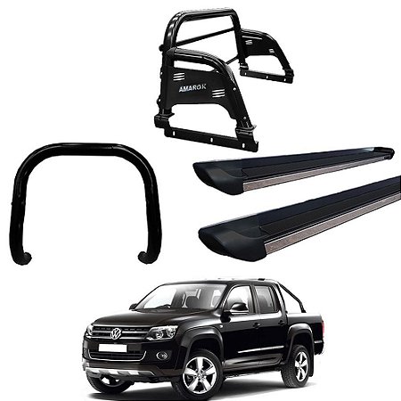 Kit Quebra Mato Estribo Personalizado Santo Antônio H3 Amarok CD Preto