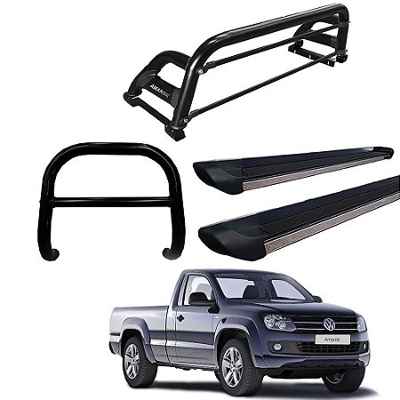 Kit Quebra Mato Estribo Personalizado Santo Antônio  H2 Amarok CS Preto