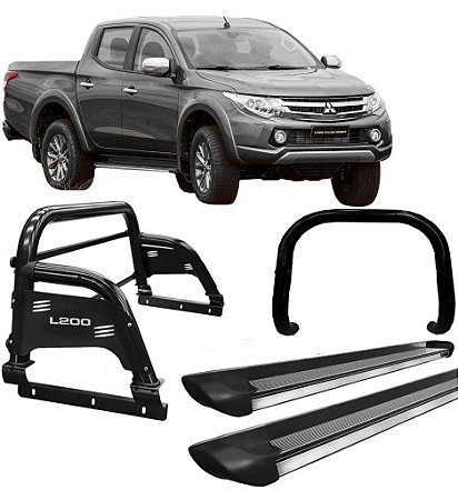 Kit Quebra Mato Estribo Personalizado Santo Antônio 2020 L200 Preto