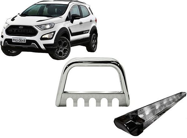 Kit Quebra Mato Estribo Personalizado Preto Brilhante EcoSport 13/2020