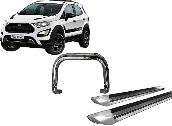 Kit Quebra Mato Estribo Personalizado Prata Ecosport 13/2020
