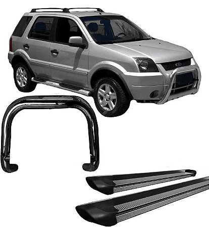 Kit Quebra Mato Estribo Personalizado EcoSport Preto