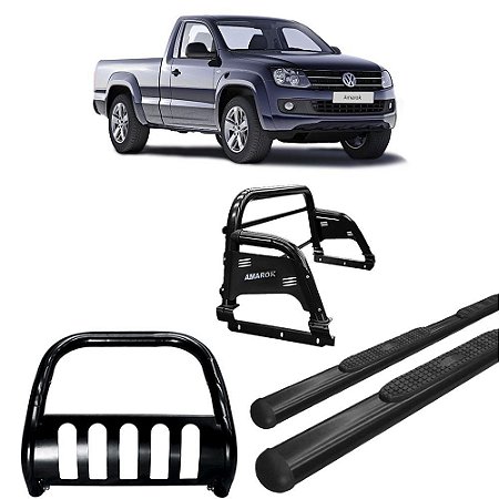 Kit Quebra Mato Estribo Oval Santo Antônio H3/Amarok CS Preto