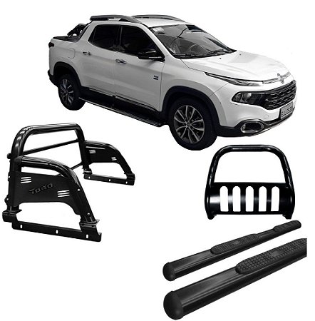Kit Quebra Mato Estribo Oval Santo Antônio Fiat Toro Preto