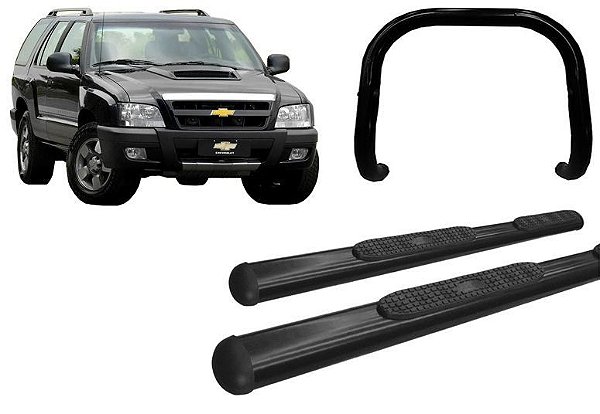 Kit Quebra Mato Estribo Oval Oblongo Preto Para Blazer
