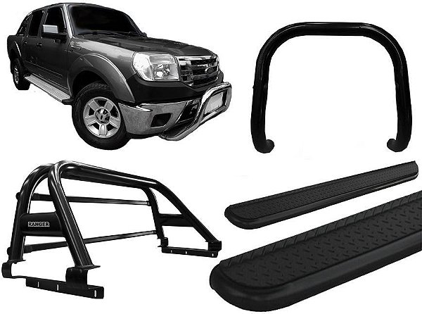 Kit Quebra Mato Estribo CH Santo Antônio Ranger 97 a 12 Preto