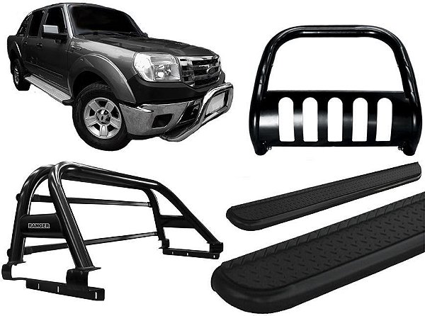 Kit Quebra Mato Estribo CH Santo Antônio Ranger 97 a 12 Preto