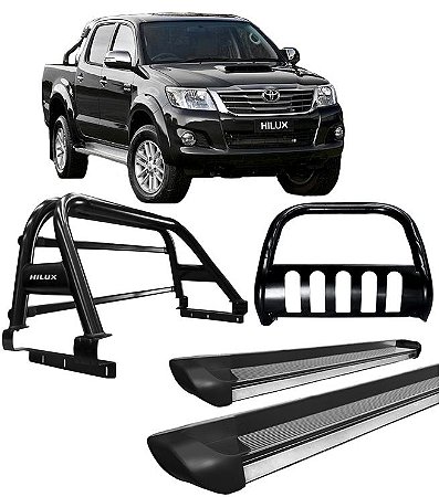 Kit quebra mato +Estribo Perso +Santo Ant DUPLO Hilux Preto