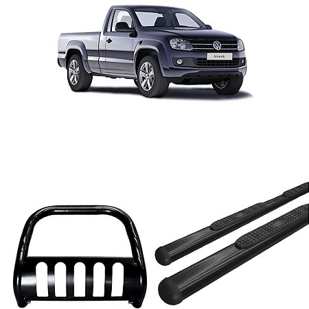 kit quebra mato C/ prot de carter+estribo OVAL preto Amarok