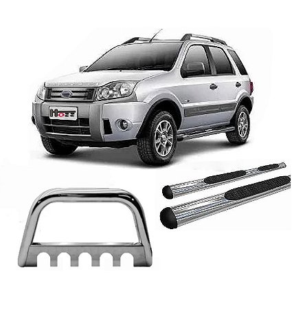 Estribo Tubolar Oval + Quebra Mato Cromado Ford Ecosport