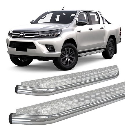 Estribo Cromado De Chapa Hilux 2016 Ate 2020 Cabine Dupla