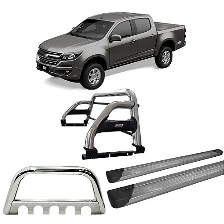 Kit Quebra Mato Estribo Chapa Santo Antônio S10 12/20 Cromado