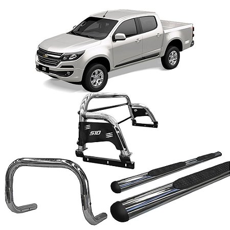 Kit Quebra Mato Estribo Chapa Santo Antônio H3 S10 12/20 Cromado