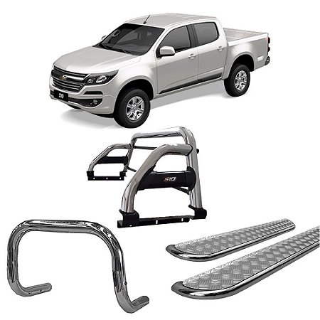 Kit Quebra Mato Estribo Chapa Santo Antônio H2 S10 12/20 Cromado