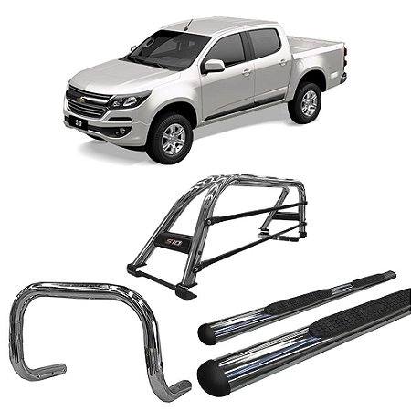 Kit Quebra Mato Estribo Chapa Santo Antônio d S10 12/20 Cromado