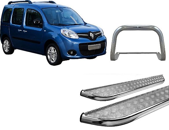 Kit Quebra Mato Estribo Chapa Kangoo Cromado