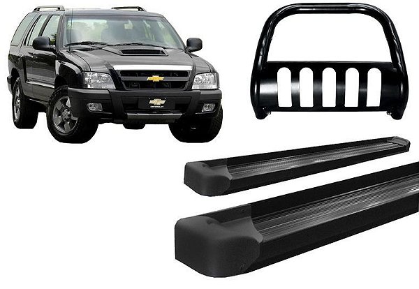 Kit Quebra Mato C/Chapa Estribo Plataforma Preto Para Blazer