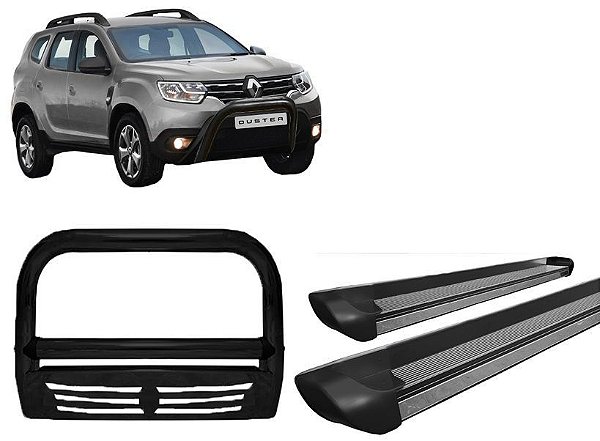 Kit Quebra Mato C/Chapa Estribo Personalizado Preto Fosco