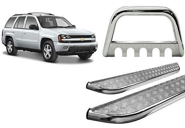 Kit Quebra Mato C/Chapa Estribo Chapa TrailBlazer Cromado