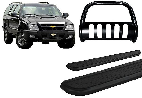 Kit Quebra Mato C/Chapa Estribo Chapa Preto Para Blazer