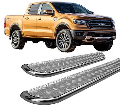 Estribo Ranger 2013 a 2020 Chapa Aço Cromado C D
