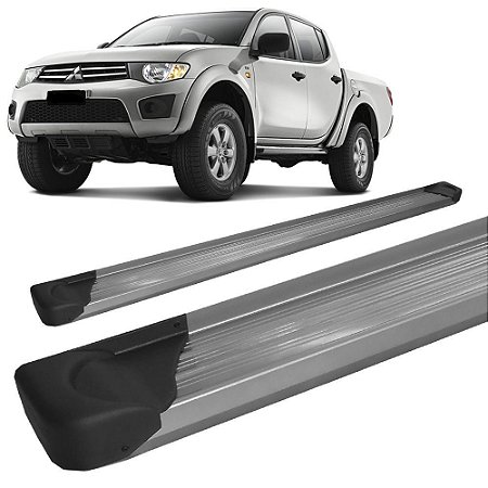 Estribo L-200 Triton 2008 a 2016 Plataforma de Alumínio Prata