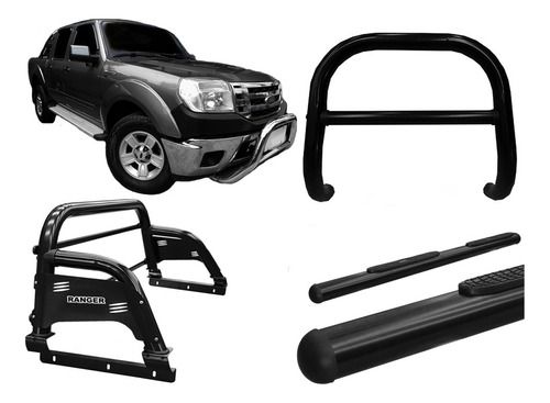 Kit Quebra Mat_estribo Ov_sant Antonio H3 Ranger 97/12 Preto