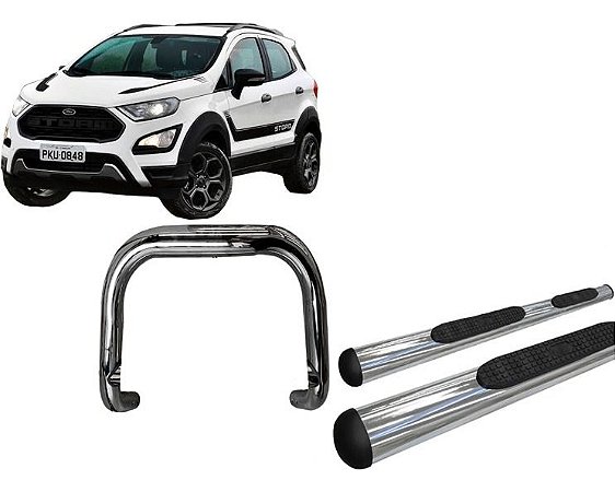 Kit Estribo Oblongo + Quebra Mato Ecosport 13/2020 Cromado
