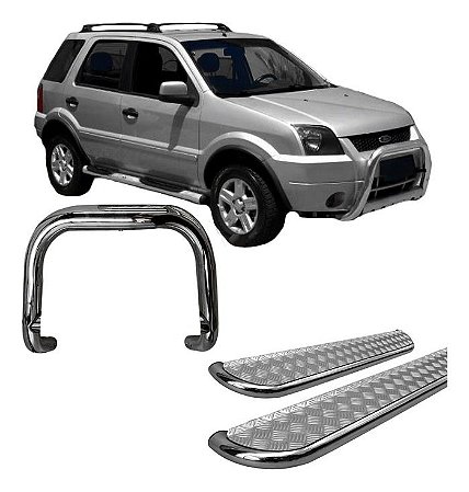 Kit Quebra Mato E Estribo Chapa Ecosport 04 A 2007 Cromado