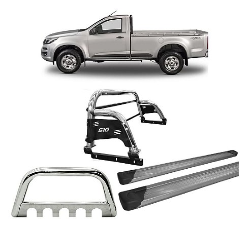 Kit Quebra Mato Santo Ant.h3 Estribo Plat S10 12/20 Cs Cromo