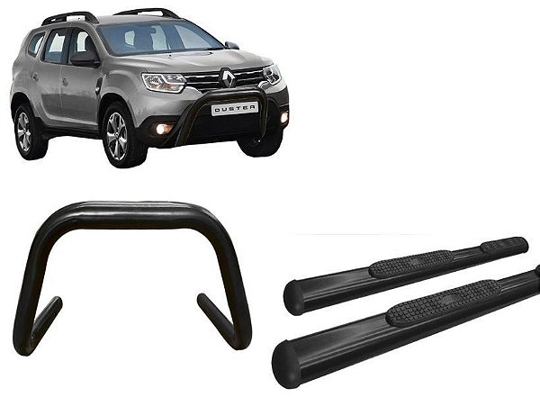Kit Quebra Mato S/Barra Estribo Oval Oblongo Preto Duster