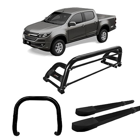 Kit Quebra Mato Santo Antônio H2 Estribo Quadrado S10 12/2020 C/Dupla Preto
