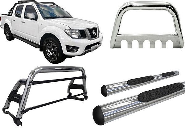 Kit Quebra Mato Santo Antonio H2 Estribo Frontier 08/16 Cromado