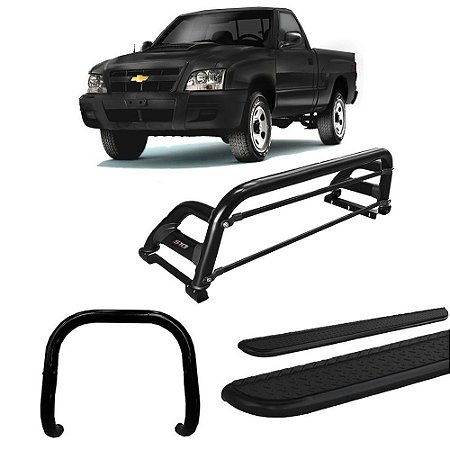 Kit Quebra Mato Santo Antônio H2 Estribo Chapa S10 94/2011 Preto C/Simples