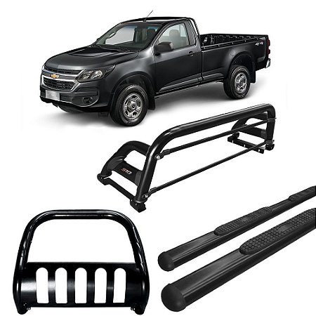 Kit Quebra Mato Santo Antônio H2 Estribo Chapa S10 12/20 C/Simples Preto