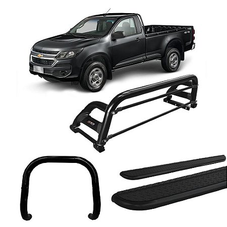 Kit Quebra Mato Santo Antônio H2 Estribo Chapa S10 12/20 C/Simples Preto