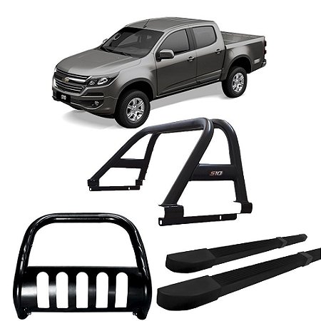 Kit Quebra Mato Santo Antônio Estribo Quadrado S10 94/2011 C/Dupla Preto