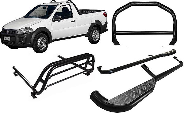 Kit Quebra Mato Estribo Santo Antônio Strada 14/2020 Preto
