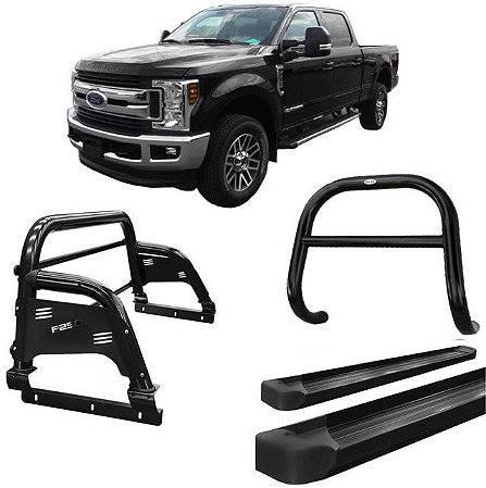 Kit Quebra Mato Estribo Plataforma Santo Antônio H3 F250 C Duplo Preto
