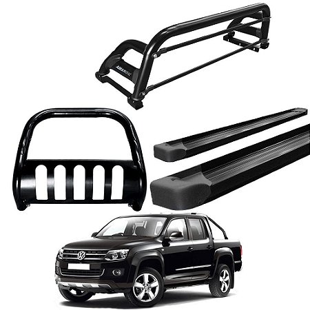 Kit Quebra Mato Estribo Plataforma Santo Antônio H2/AMAROK CD Preto